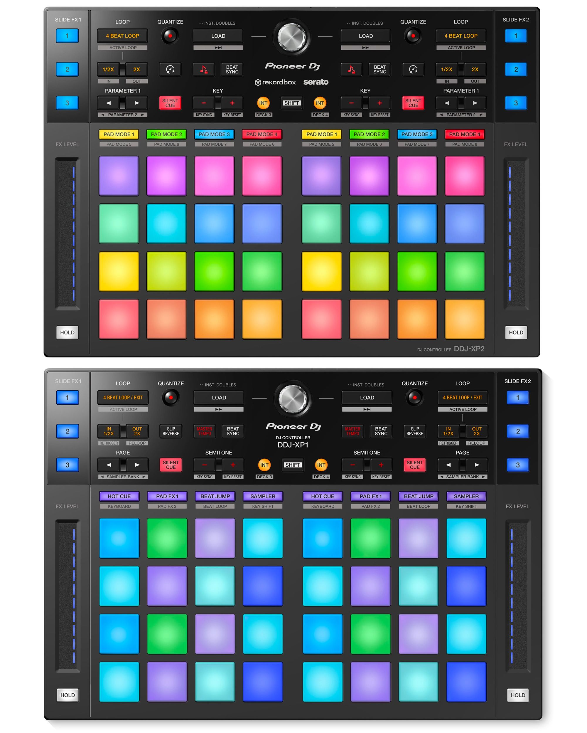 DDJ-XP2 (top) vs DDJ-XP1 (bottom) - not much different, right? 