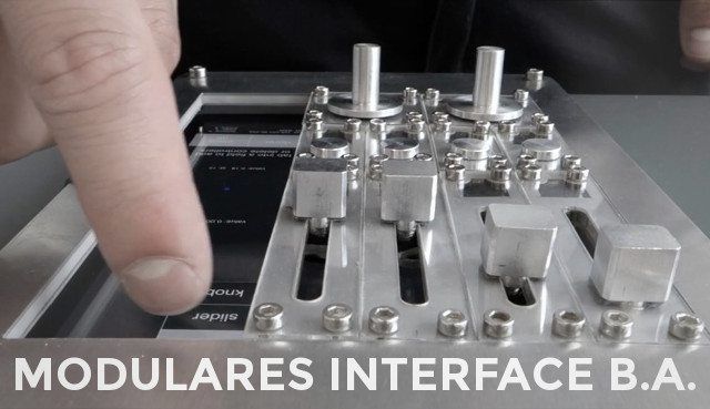 Modulares Interface B.A. is a physical medium for the iPad made up of knobs, buttons and sliders to provide precision and haptic feedback.