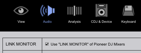 Link Monitor in Rekordbox settings